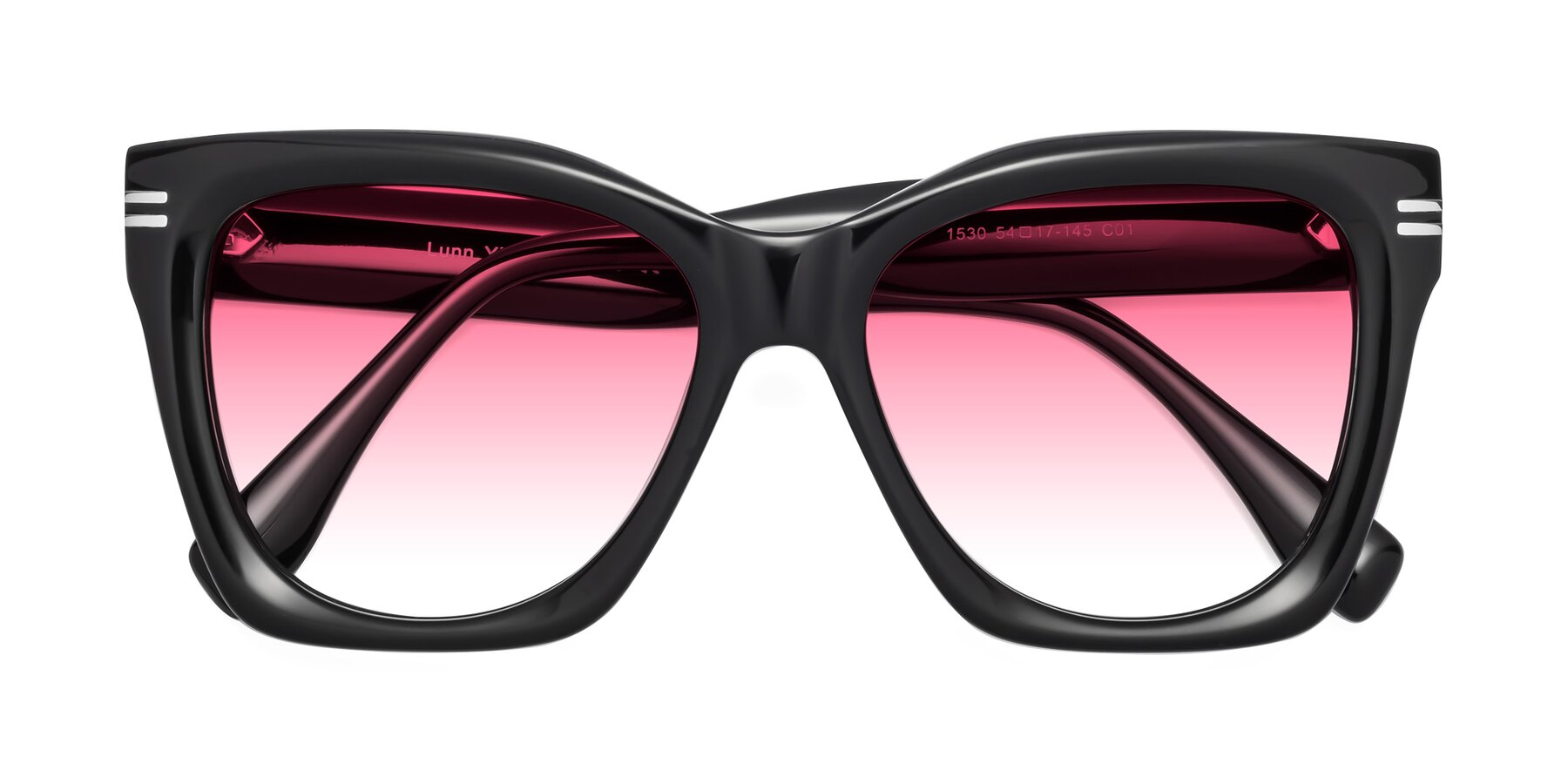 Folded Front of Lunn in Black with Pink Gradient Lenses