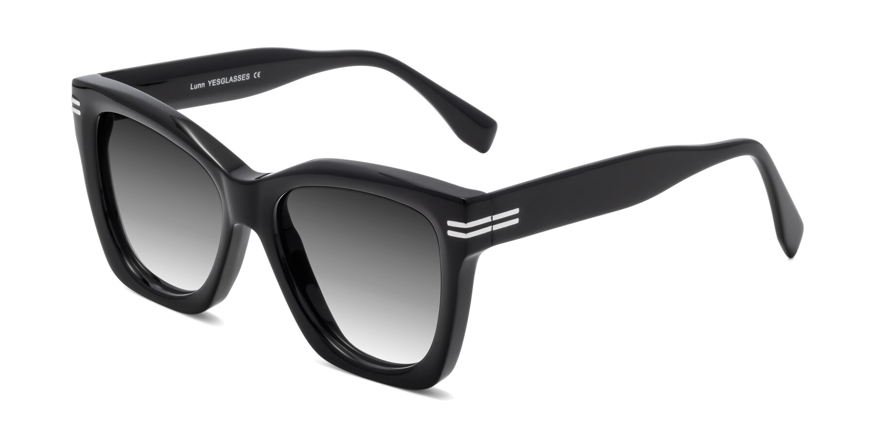 Angle of Lunn in Black with Gray Gradient Lenses