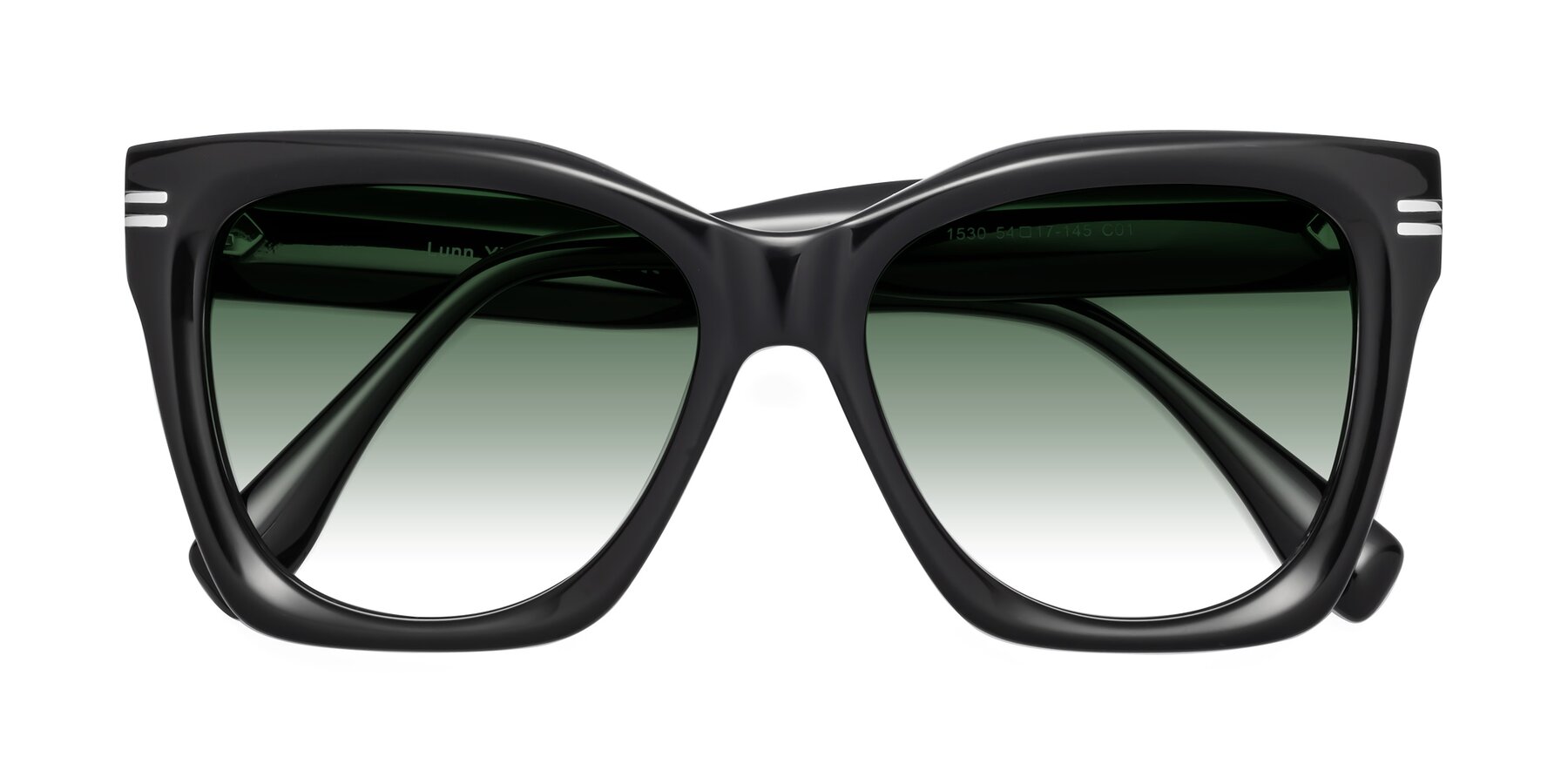 Folded Front of Lunn in Black with Green Gradient Lenses