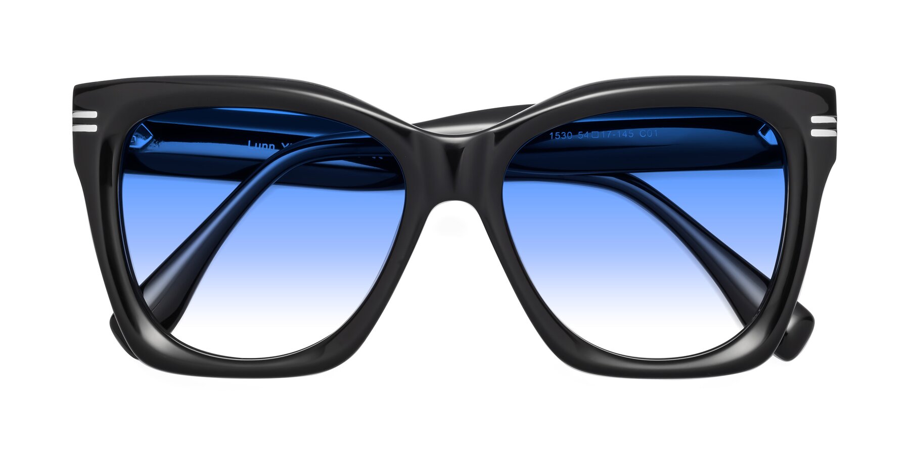 Folded Front of Lunn in Black with Blue Gradient Lenses