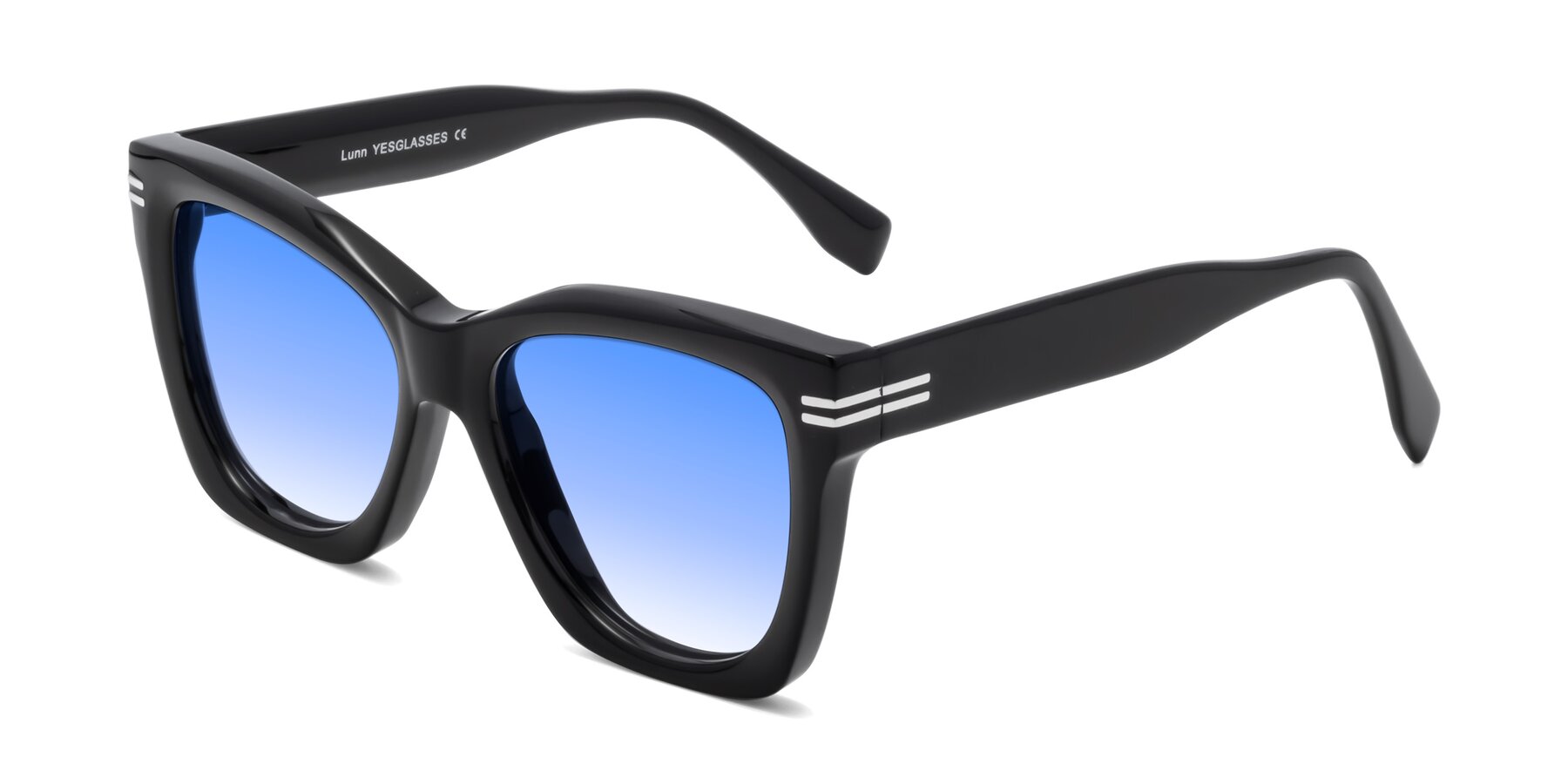 Angle of Lunn in Black with Blue Gradient Lenses
