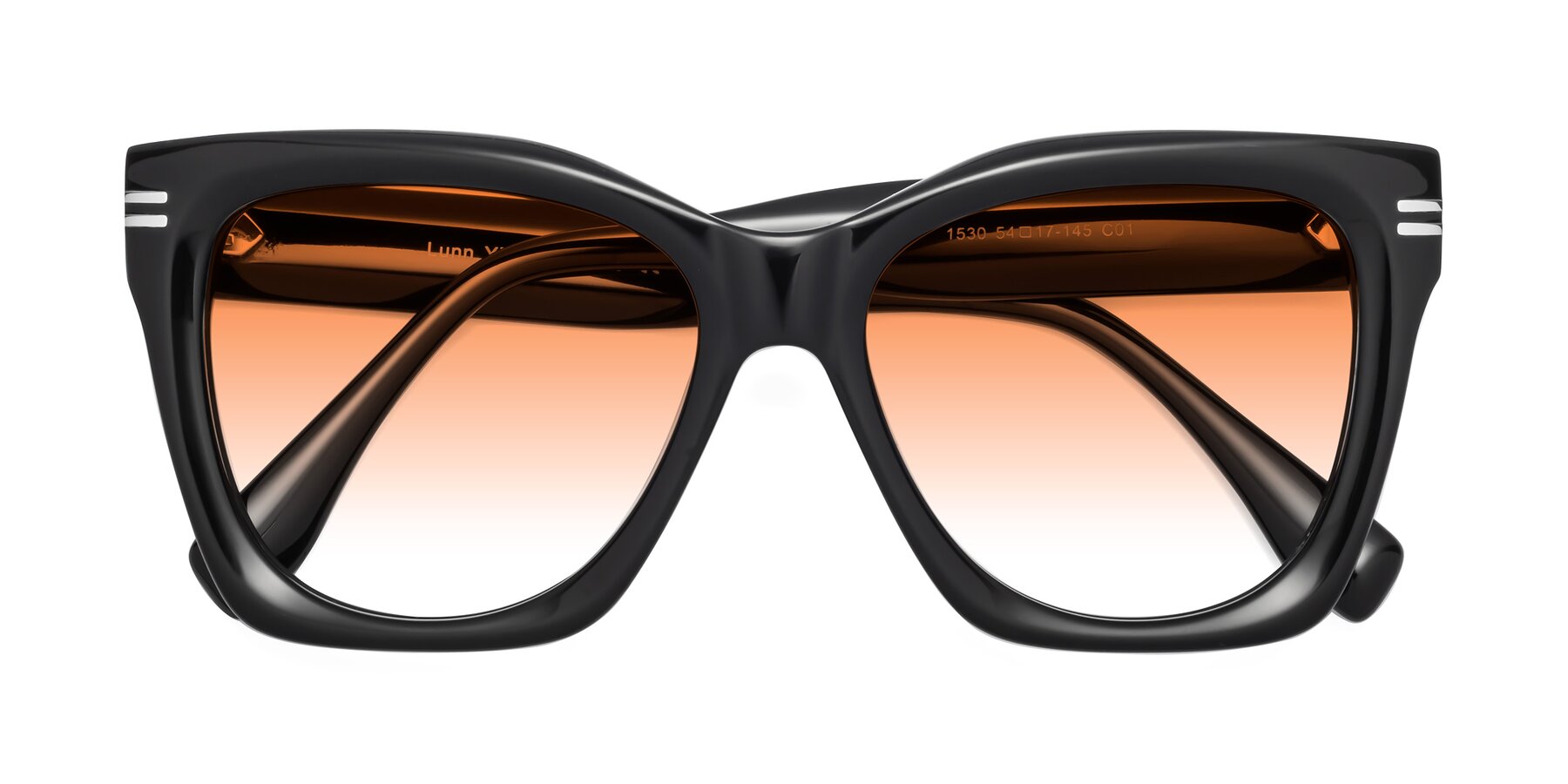 Folded Front of Lunn in Black with Orange Gradient Lenses