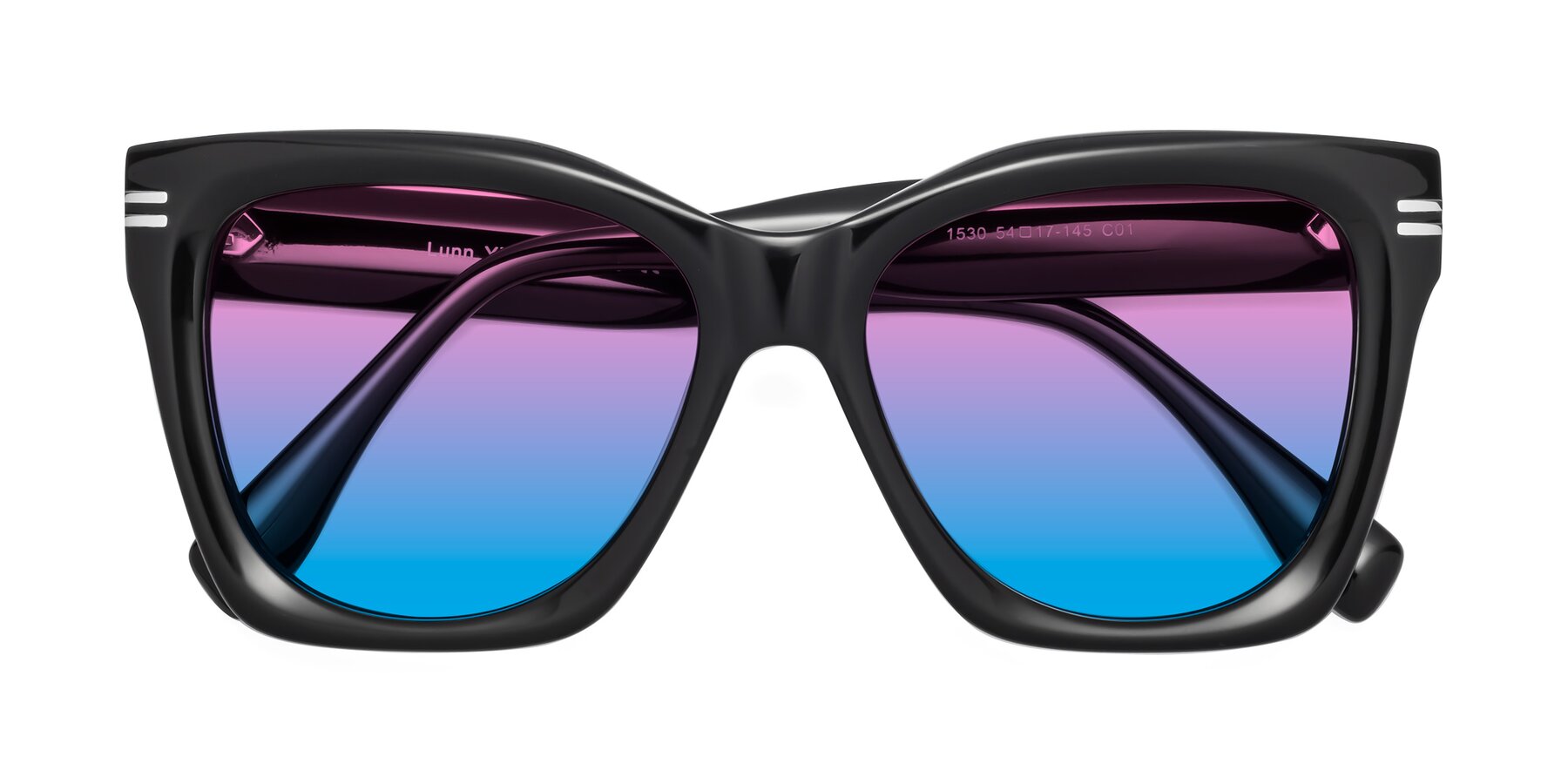 Folded Front of Lunn in Black with Pink / Blue Gradient Lenses