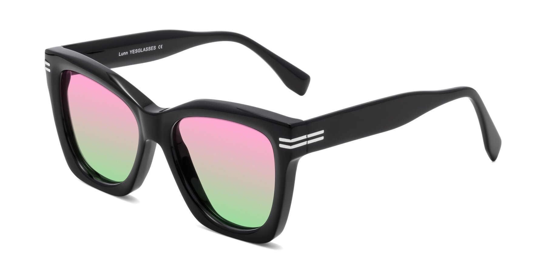Angle of Lunn in Black with Pink / Green Gradient Lenses
