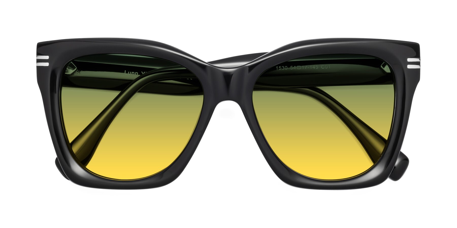 Folded Front of Lunn in Black with Green / Yellow Gradient Lenses