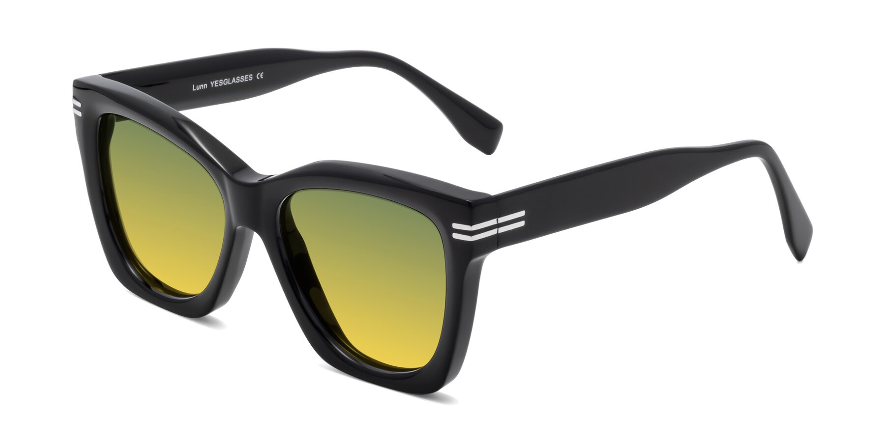 Angle of Lunn in Black with Green / Yellow Gradient Lenses