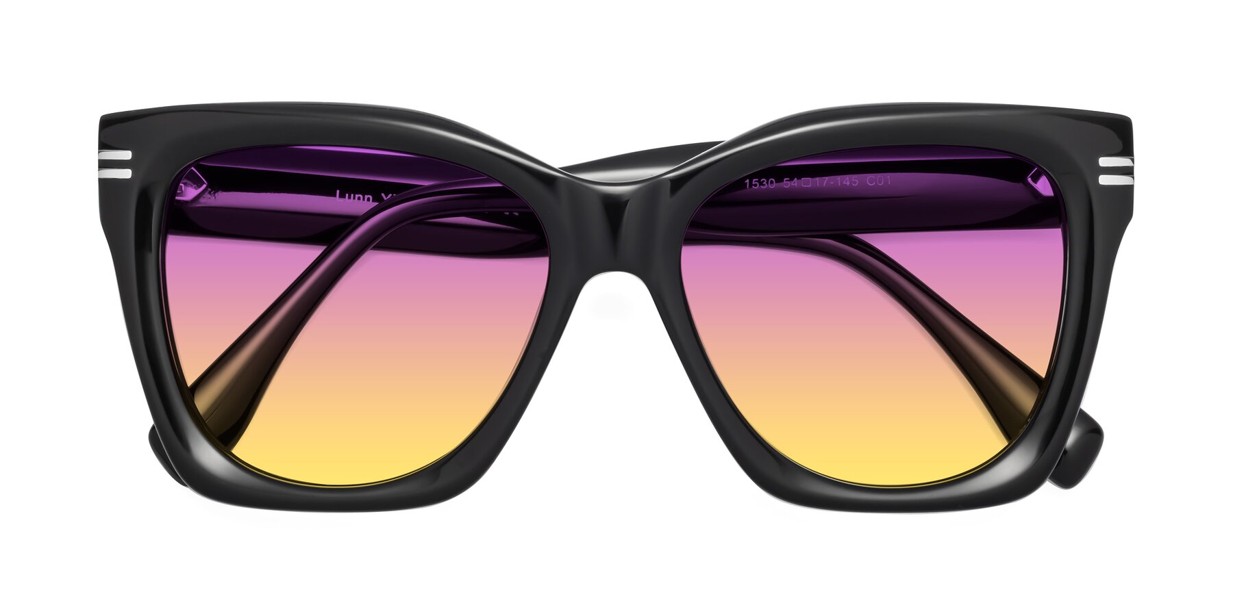 Folded Front of Lunn in Black with Purple / Yellow Gradient Lenses