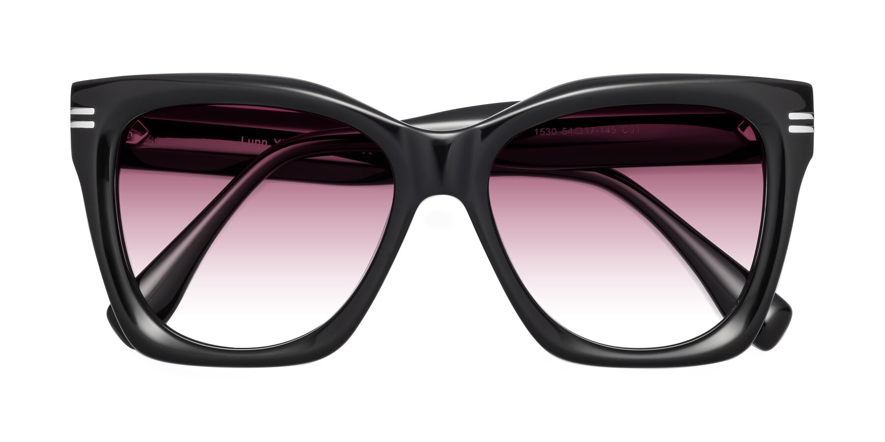 Folded Front of Lunn in Black with Wine Gradient Lenses