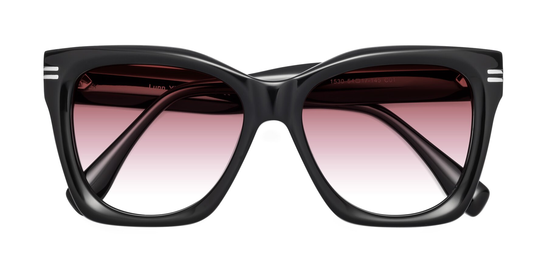 Folded Front of Lunn in Black with Garnet Gradient Lenses