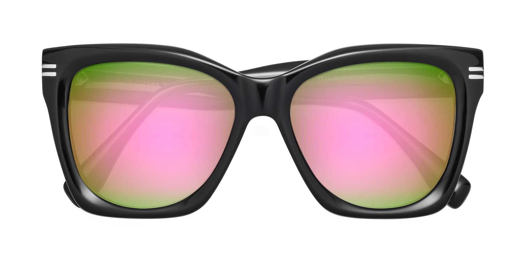Folded Front of Lunn in Black with Pink Mirrored Lenses