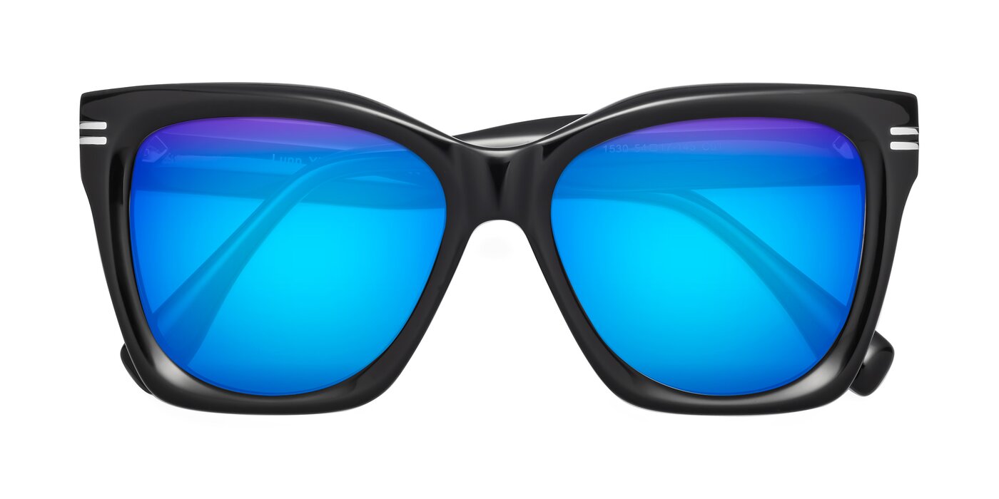 Lunn - Black Flash Mirrored Sunglasses