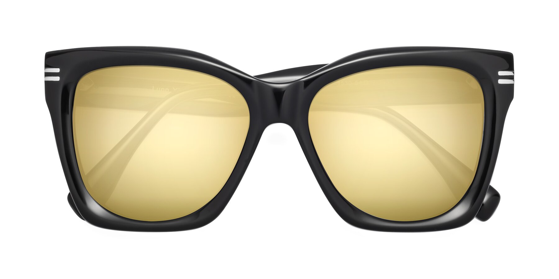 Folded Front of Lunn in Black with Gold Mirrored Lenses