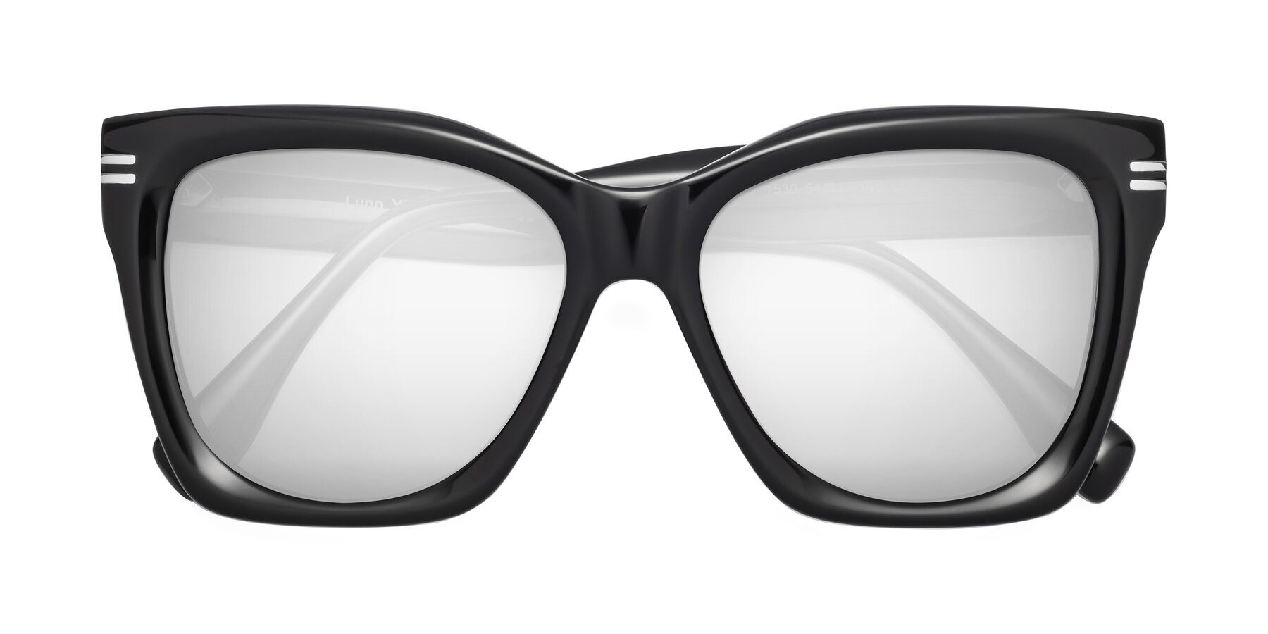 Folded Front of Lunn in Black with Silver Mirrored Lenses
