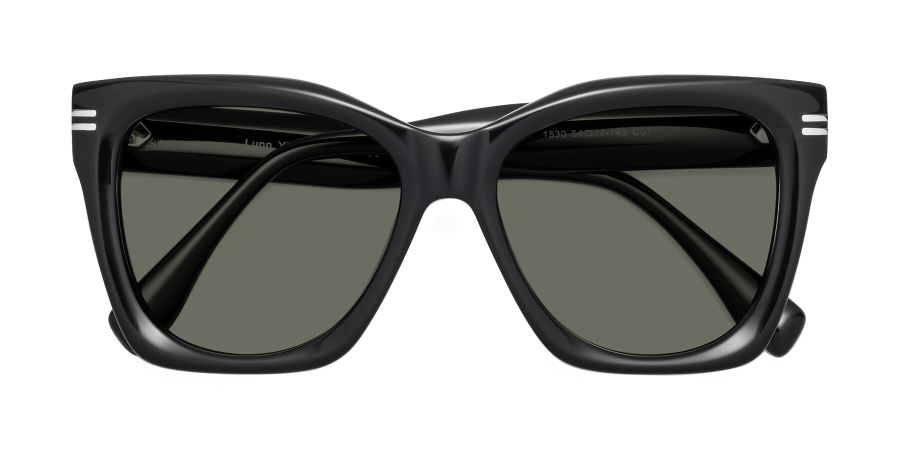 Folded Front of Lunn in Black with Gray Polarized Lenses