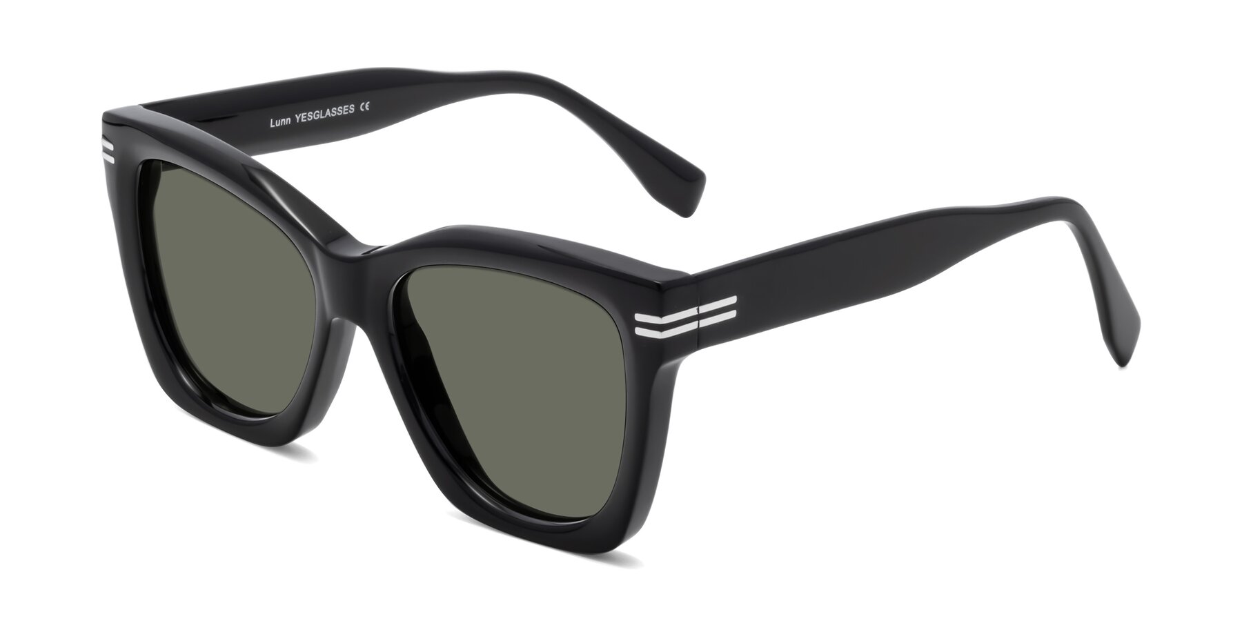 Angle of Lunn in Black with Gray Polarized Lenses