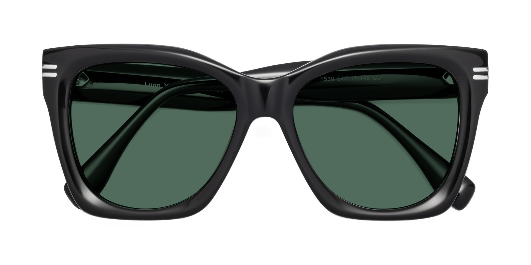 Folded Front of Lunn in Black with Green Polarized Lenses