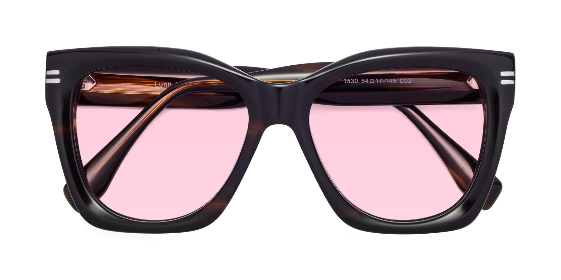 Folded Front of Lunn in Brown with Light Pink Tinted Lenses