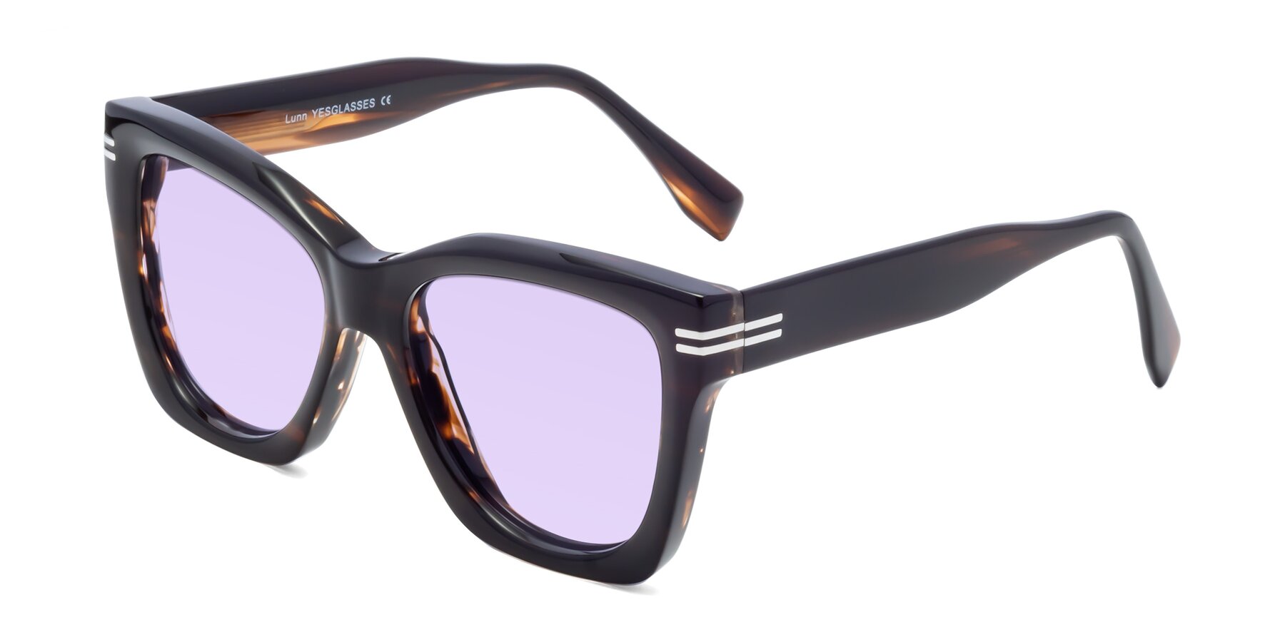 Angle of Lunn in Brown with Light Purple Tinted Lenses