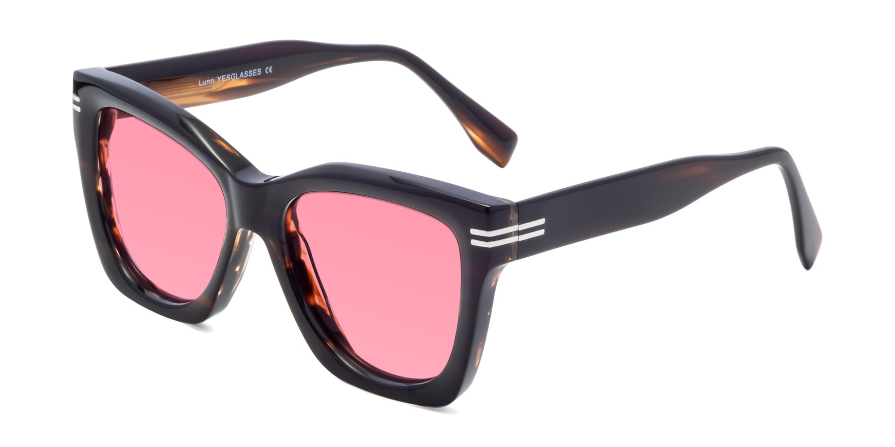 Angle of Lunn in Brown with Pink Tinted Lenses