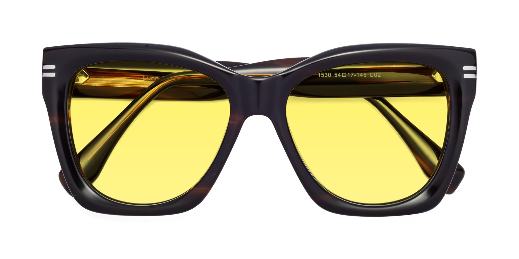 Folded Front of Lunn in Brown with Medium Yellow Tinted Lenses