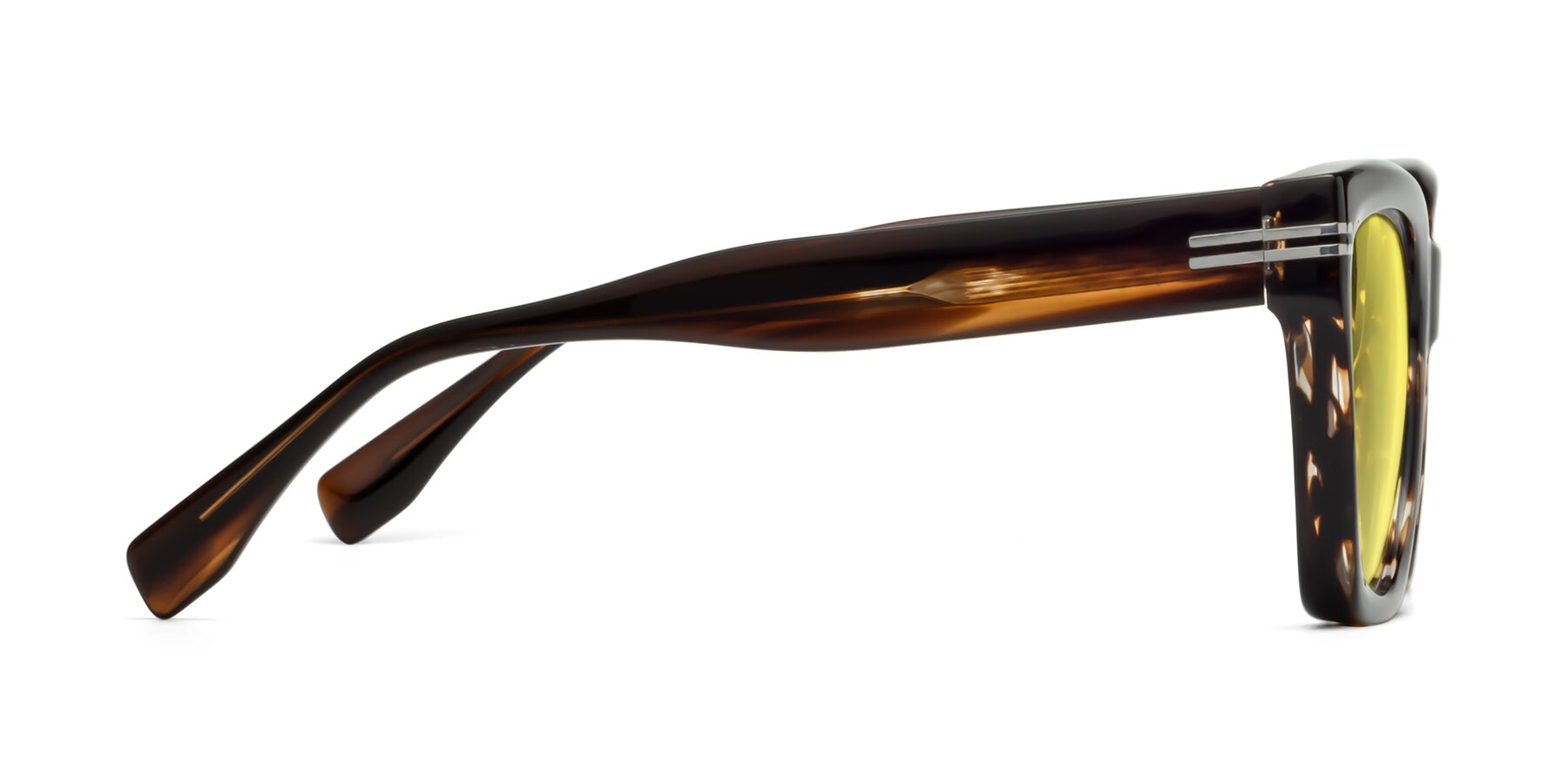 Side of Lunn in Brown with Medium Yellow Tinted Lenses