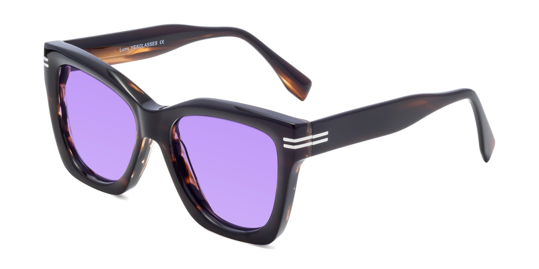 Angle of Lunn in Brown with Medium Purple Tinted Lenses
