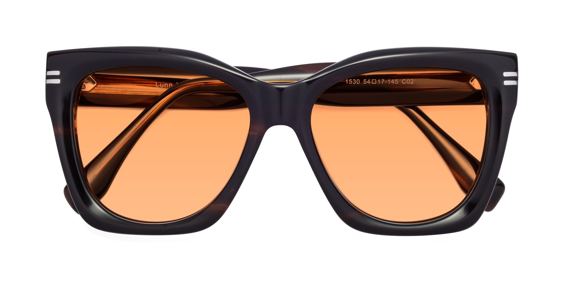 Folded Front of Lunn in Brown with Medium Orange Tinted Lenses