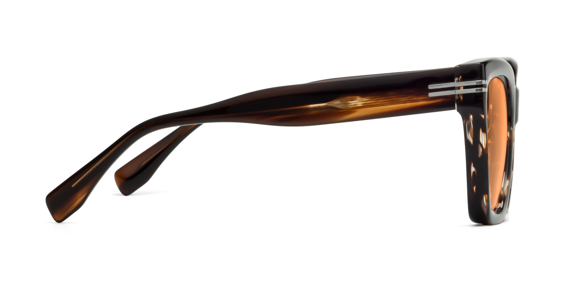 Side of Lunn in Brown with Medium Orange Tinted Lenses
