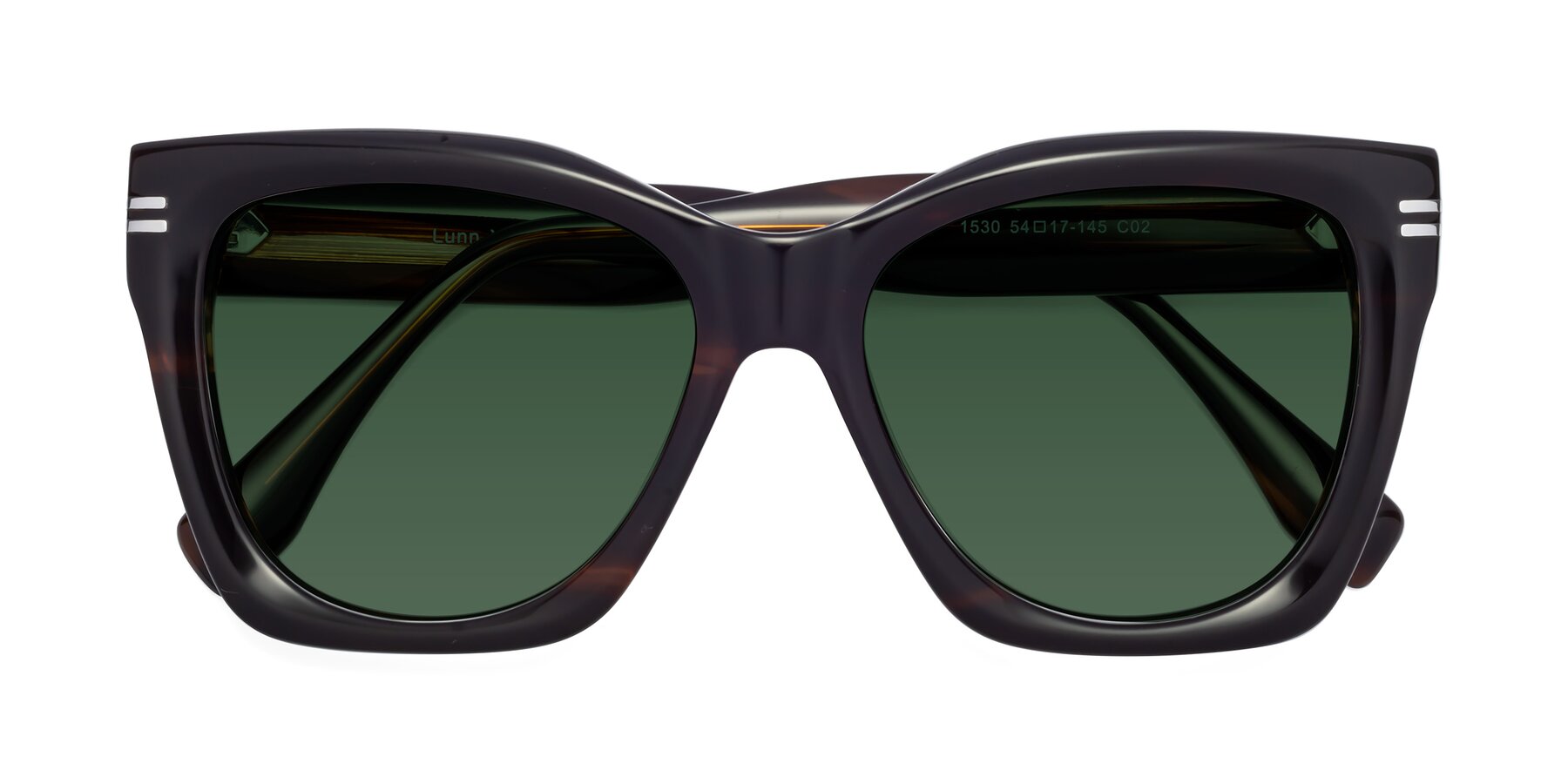 Folded Front of Lunn in Brown with Green Tinted Lenses