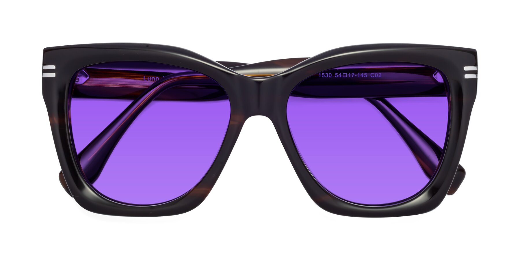 Folded Front of Lunn in Brown with Purple Tinted Lenses