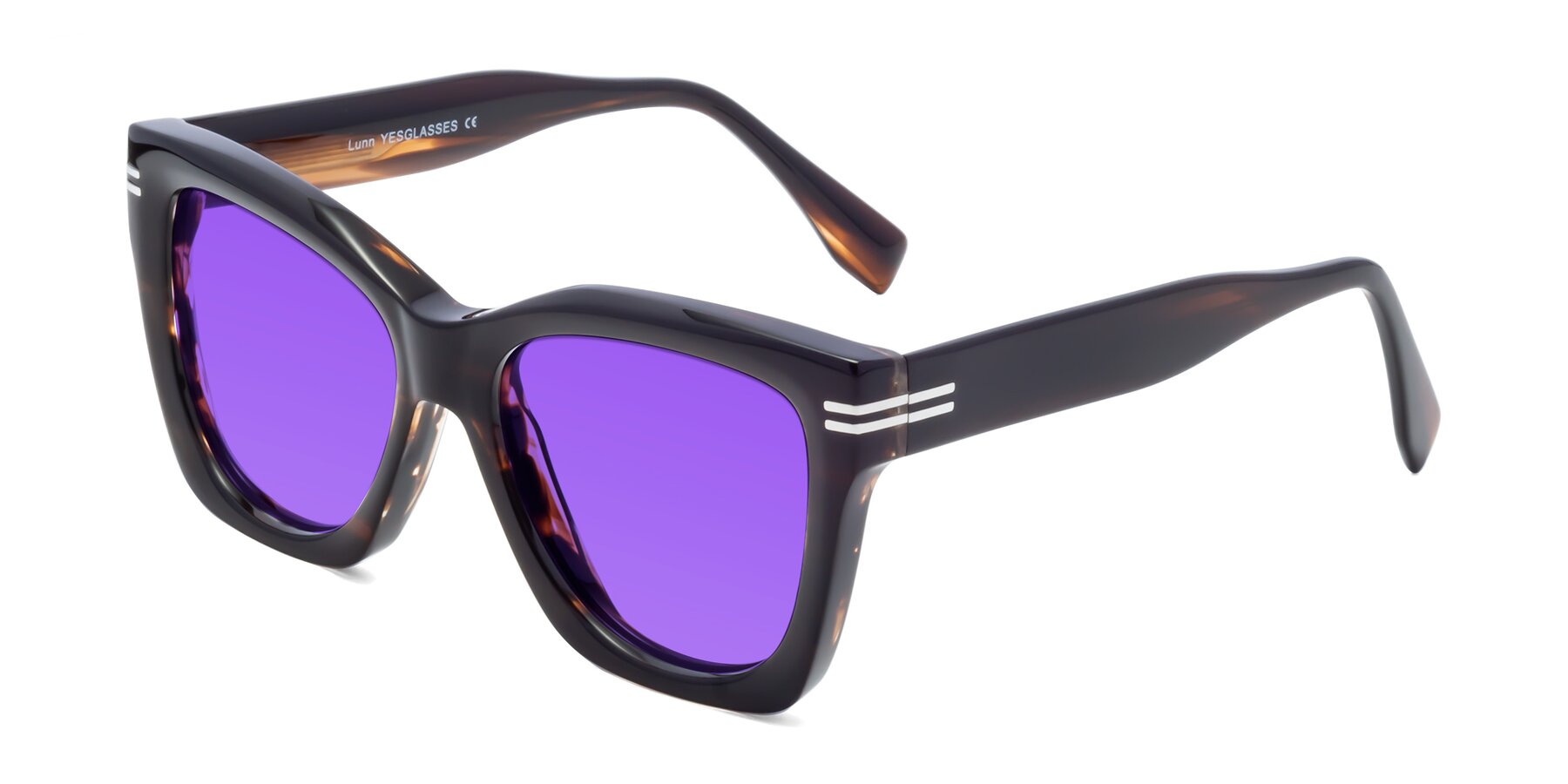 Angle of Lunn in Brown with Purple Tinted Lenses