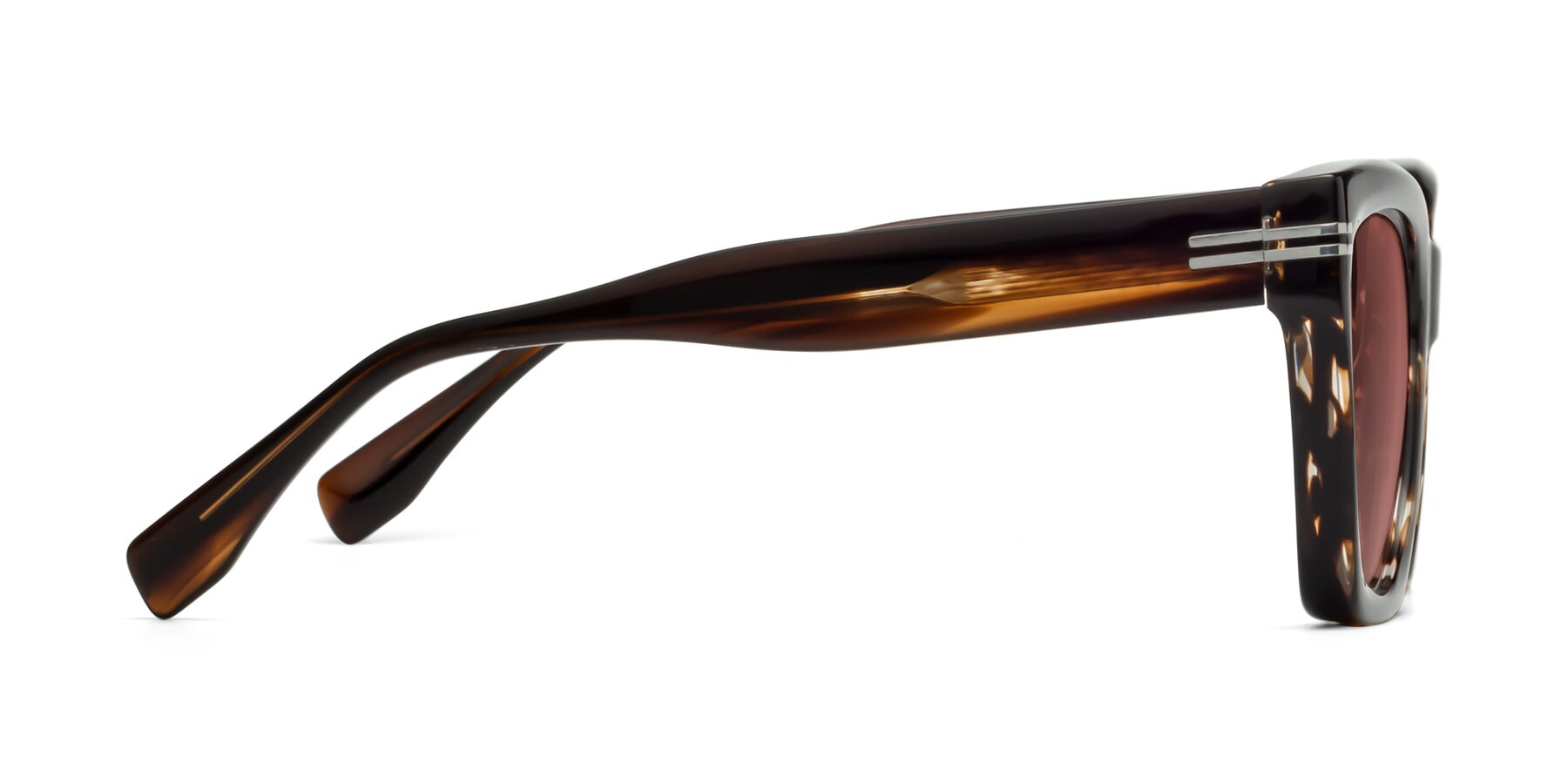 Side of Lunn in Brown with Garnet Tinted Lenses