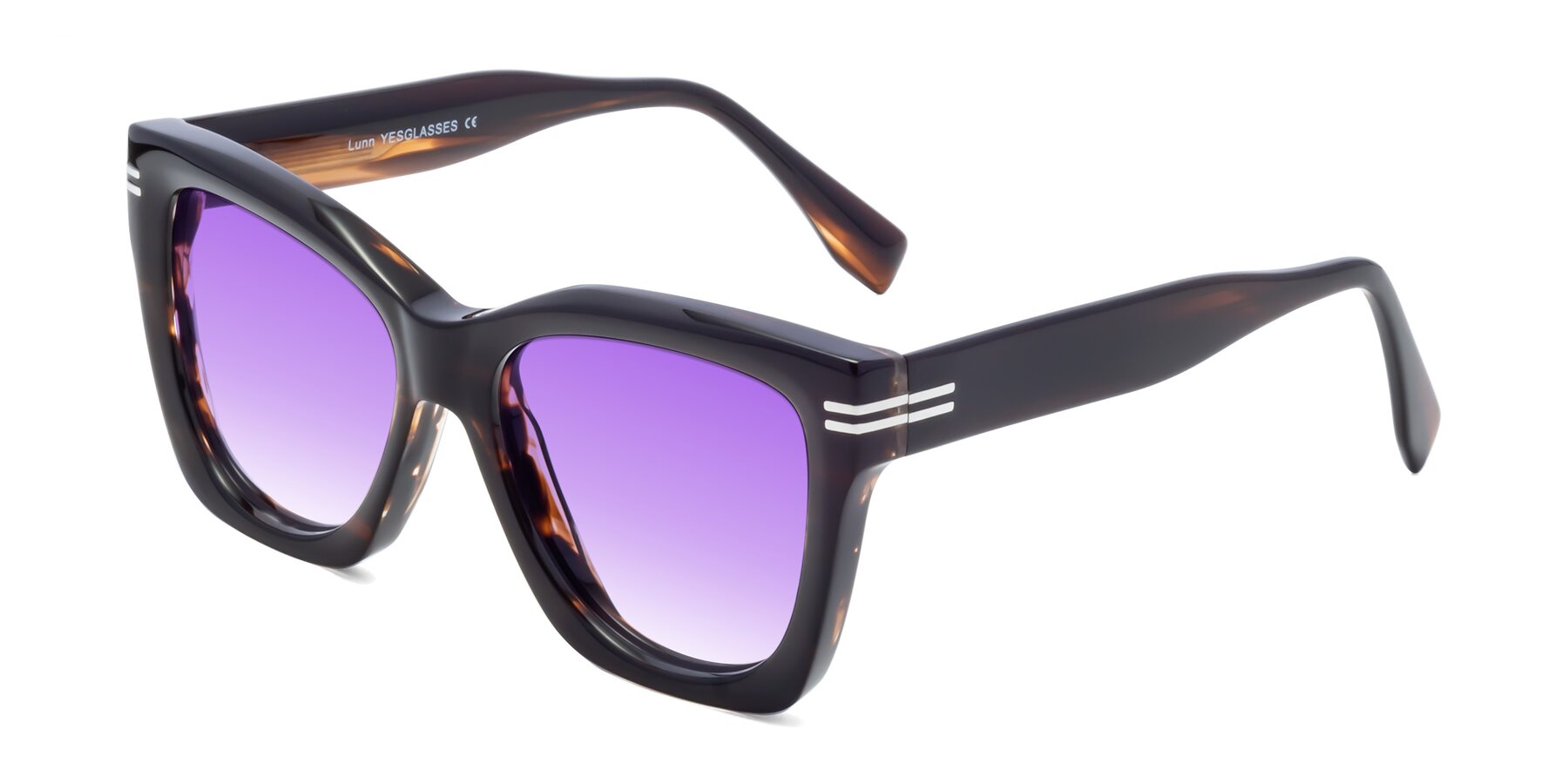 Angle of Lunn in Brown with Purple Gradient Lenses