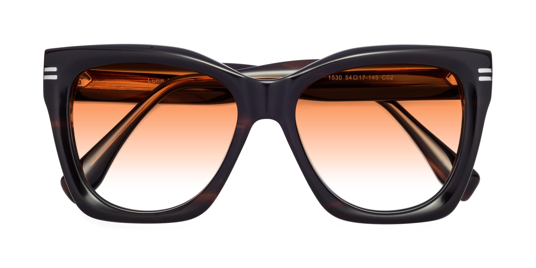 Folded Front of Lunn in Brown with Orange Gradient Lenses