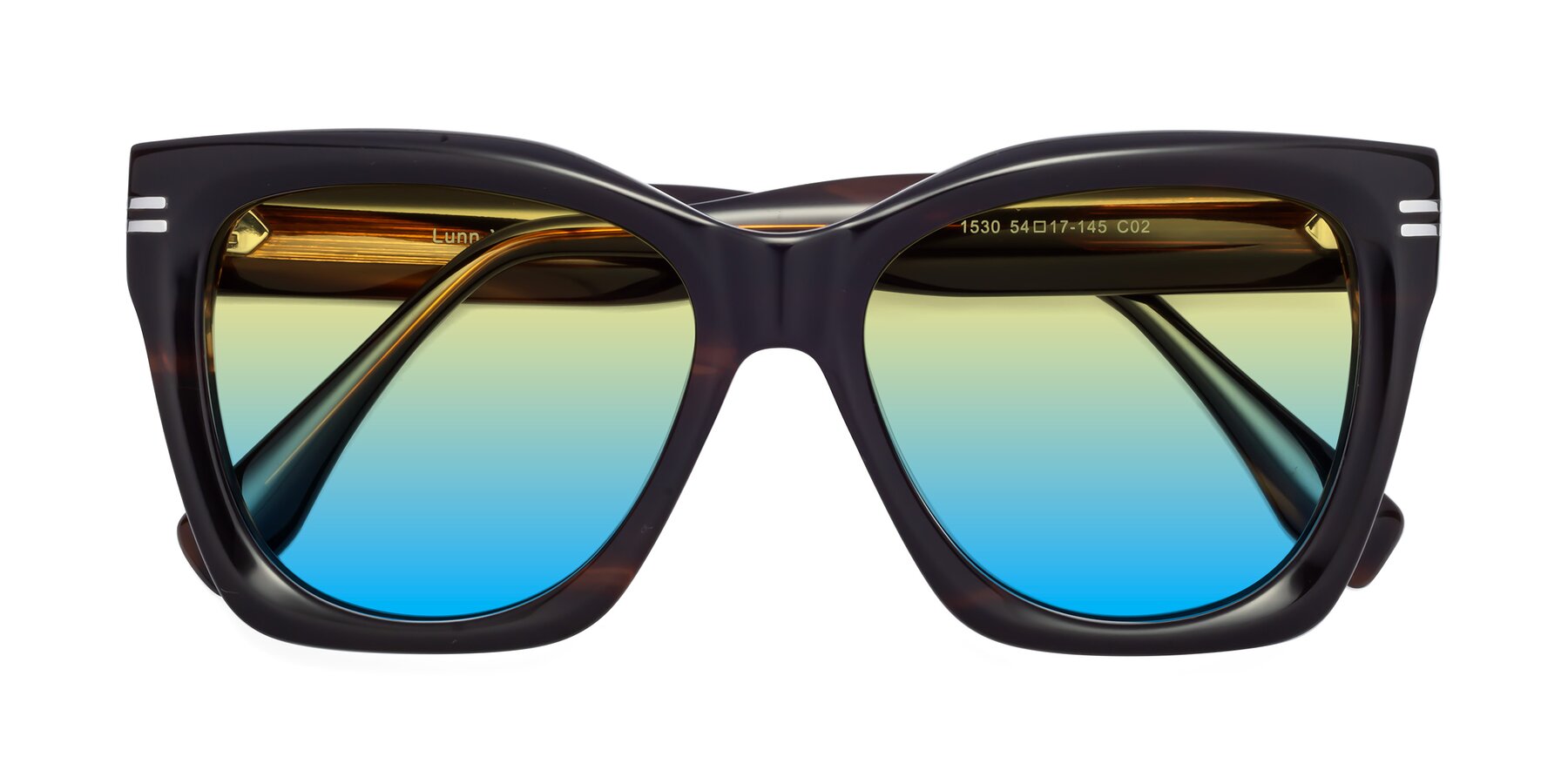 Folded Front of Lunn in Brown with Yellow / Blue Gradient Lenses