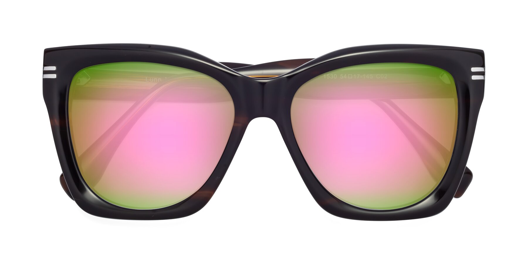 Folded Front of Lunn in Brown with Pink Mirrored Lenses