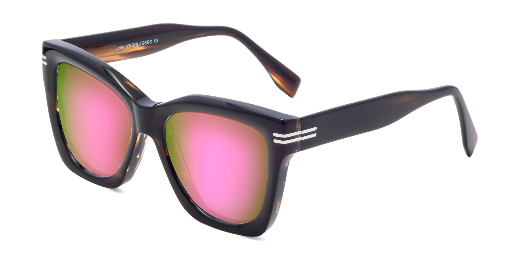 Angle of Lunn in Brown with Pink Mirrored Lenses