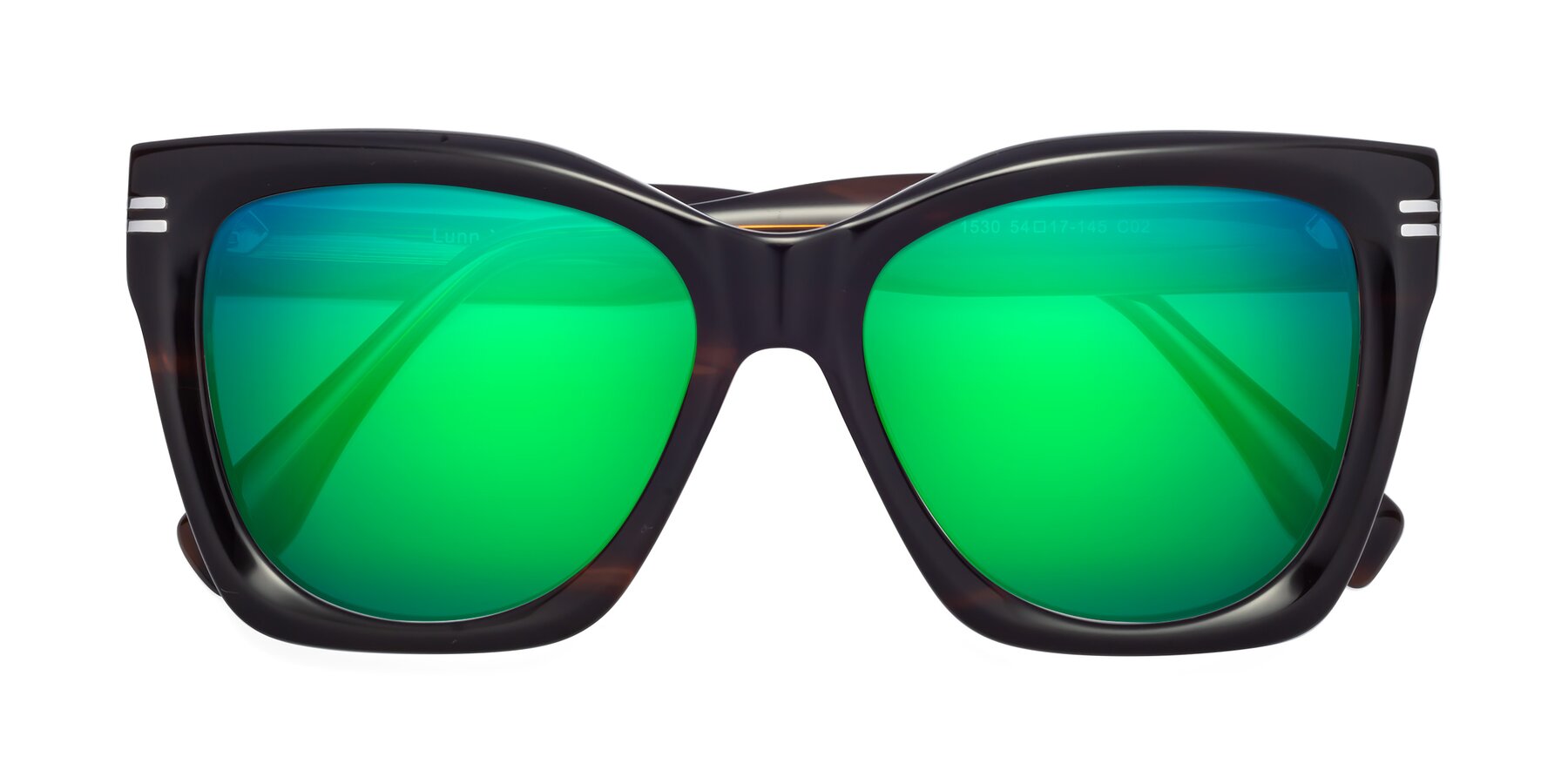 Folded Front of Lunn in Brown with Green Mirrored Lenses