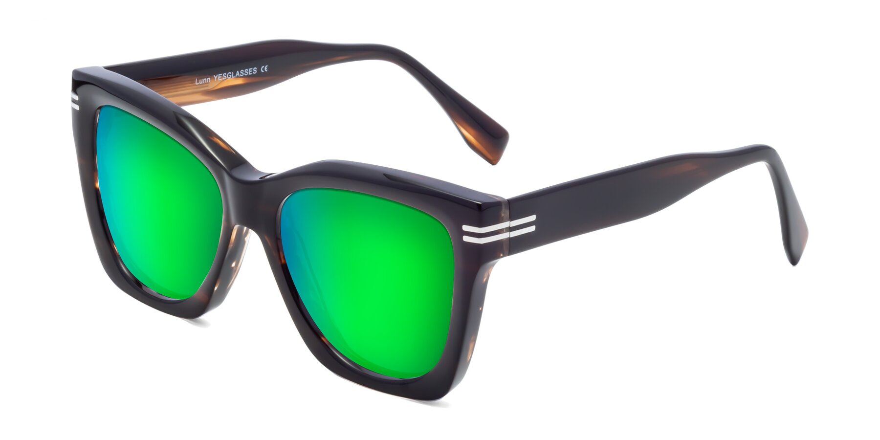 Angle of Lunn in Brown with Green Mirrored Lenses