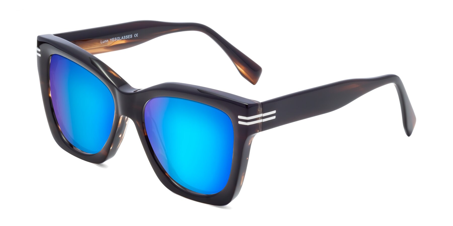 Angle of Lunn in Brown with Blue Mirrored Lenses