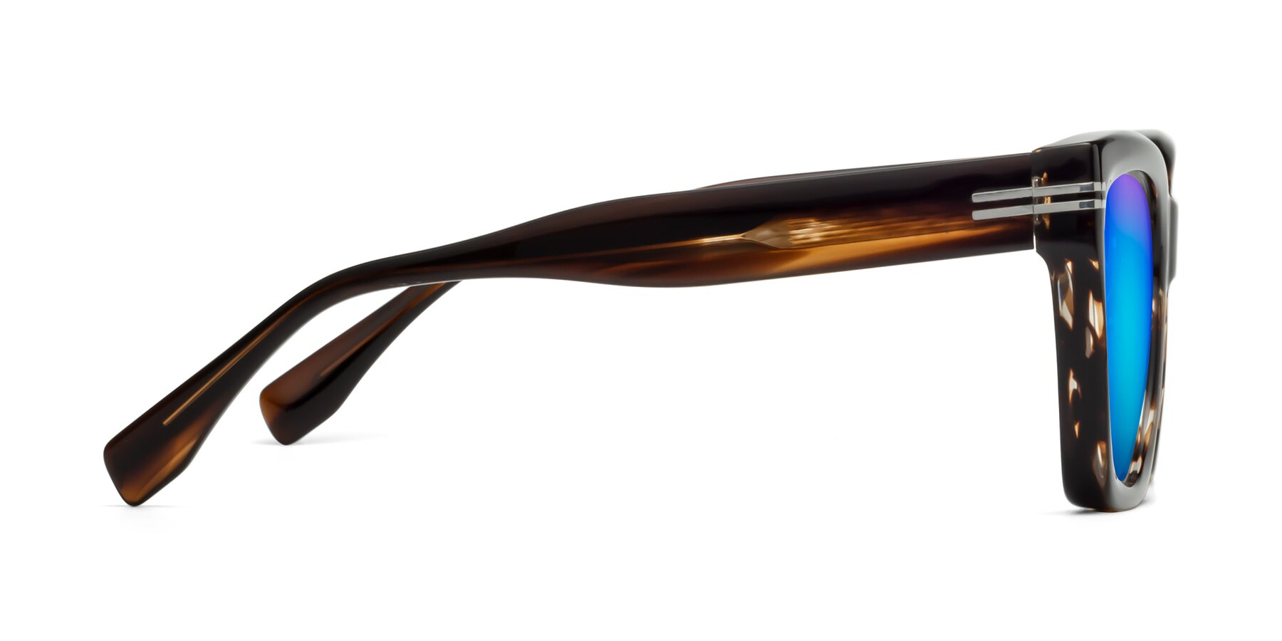 Side of Lunn in Brown with Blue Mirrored Lenses