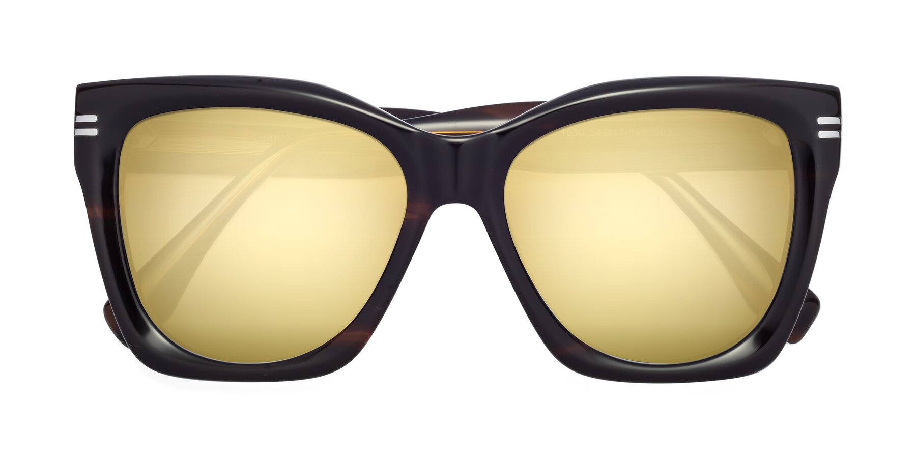 Folded Front of Lunn in Brown with Gold Mirrored Lenses