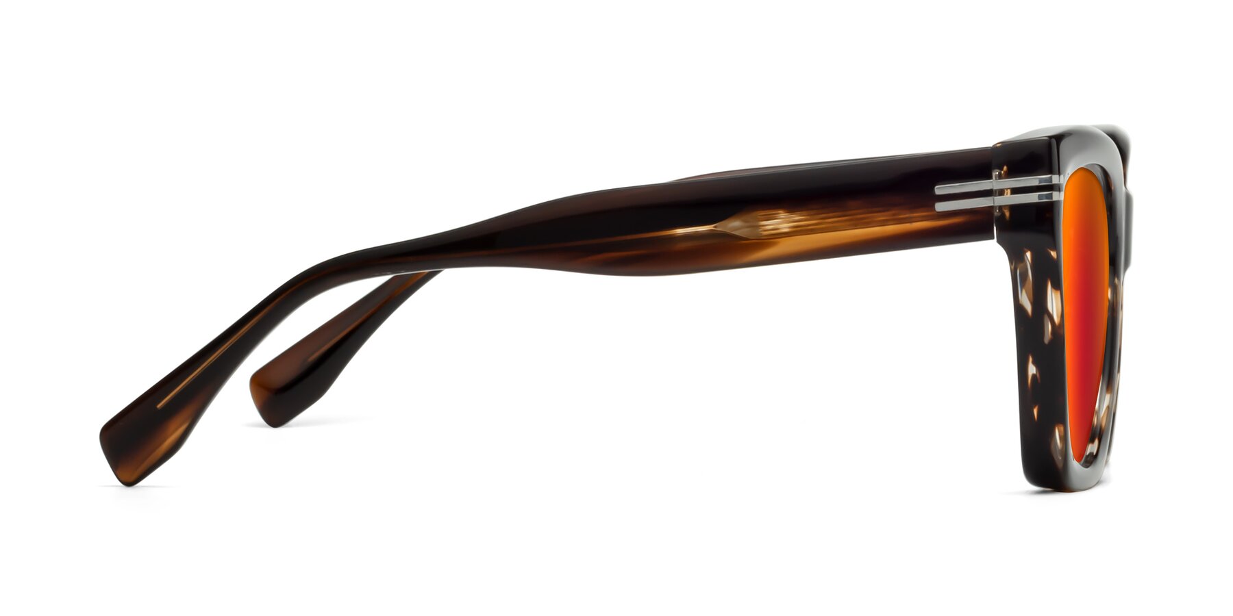 Side of Lunn in Brown with Red Gold Mirrored Lenses