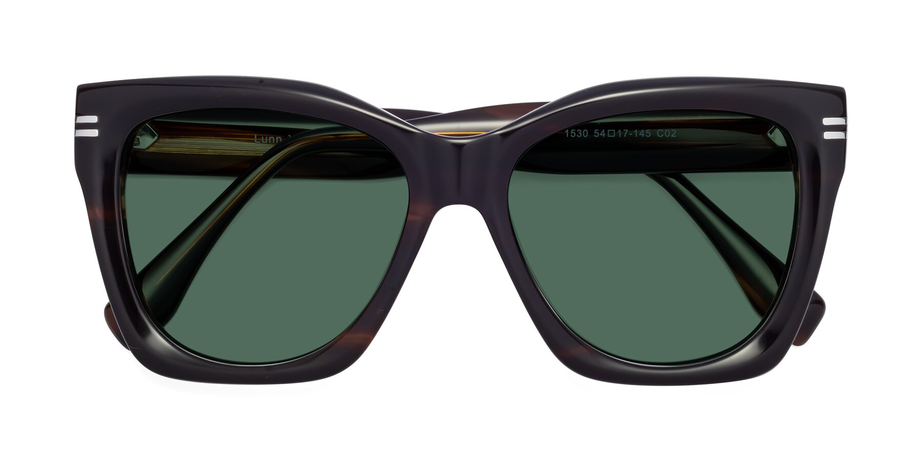 Folded Front of Lunn in Brown with Green Polarized Lenses