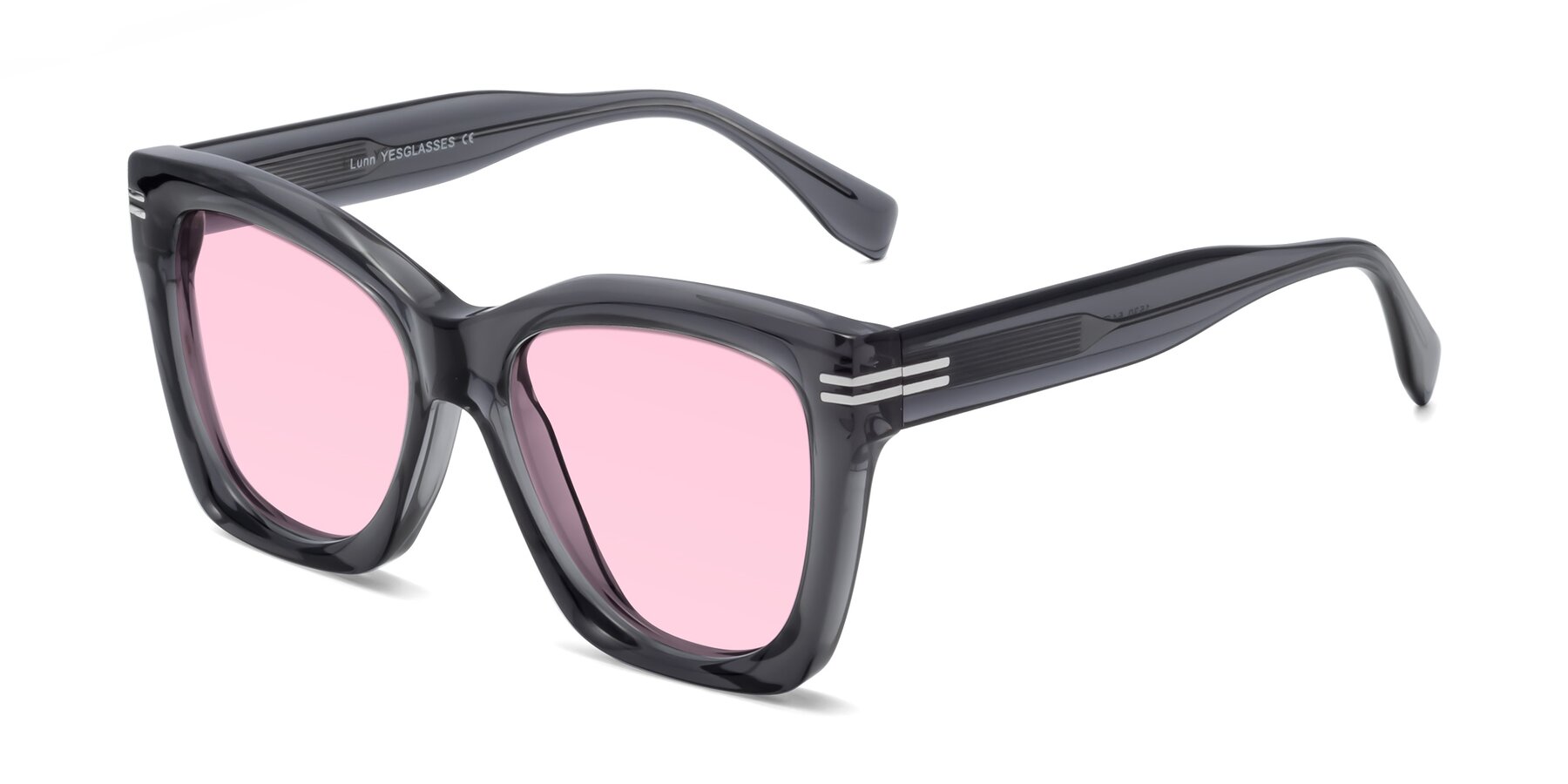 Angle of Lunn in Translucent Gray with Light Pink Tinted Lenses