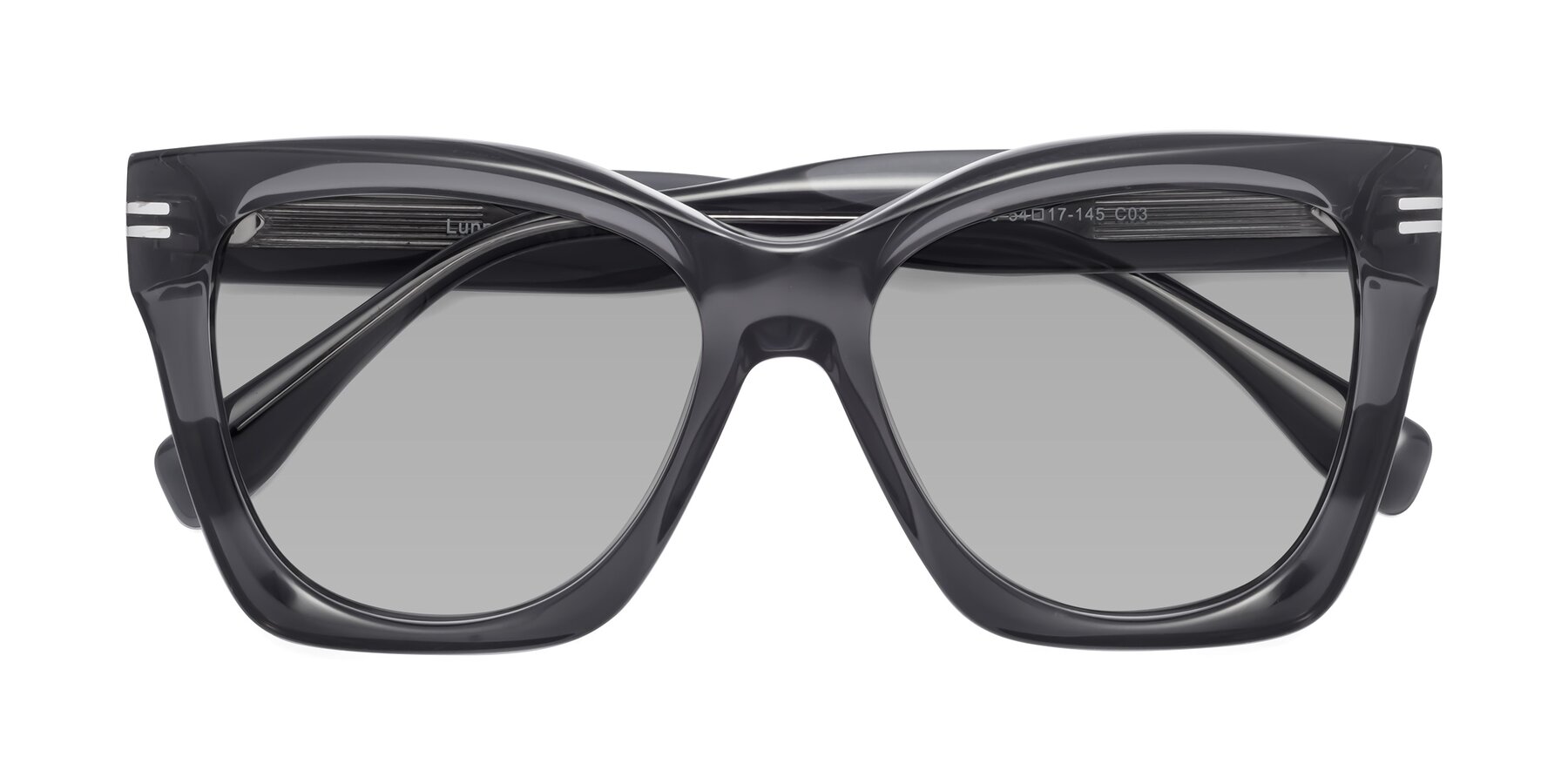 Folded Front of Lunn in Translucent Gray with Light Gray Tinted Lenses