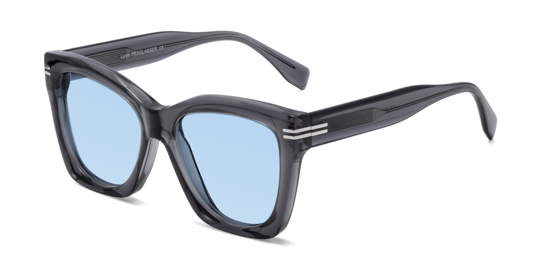Angle of Lunn in Translucent Gray with Light Blue Tinted Lenses