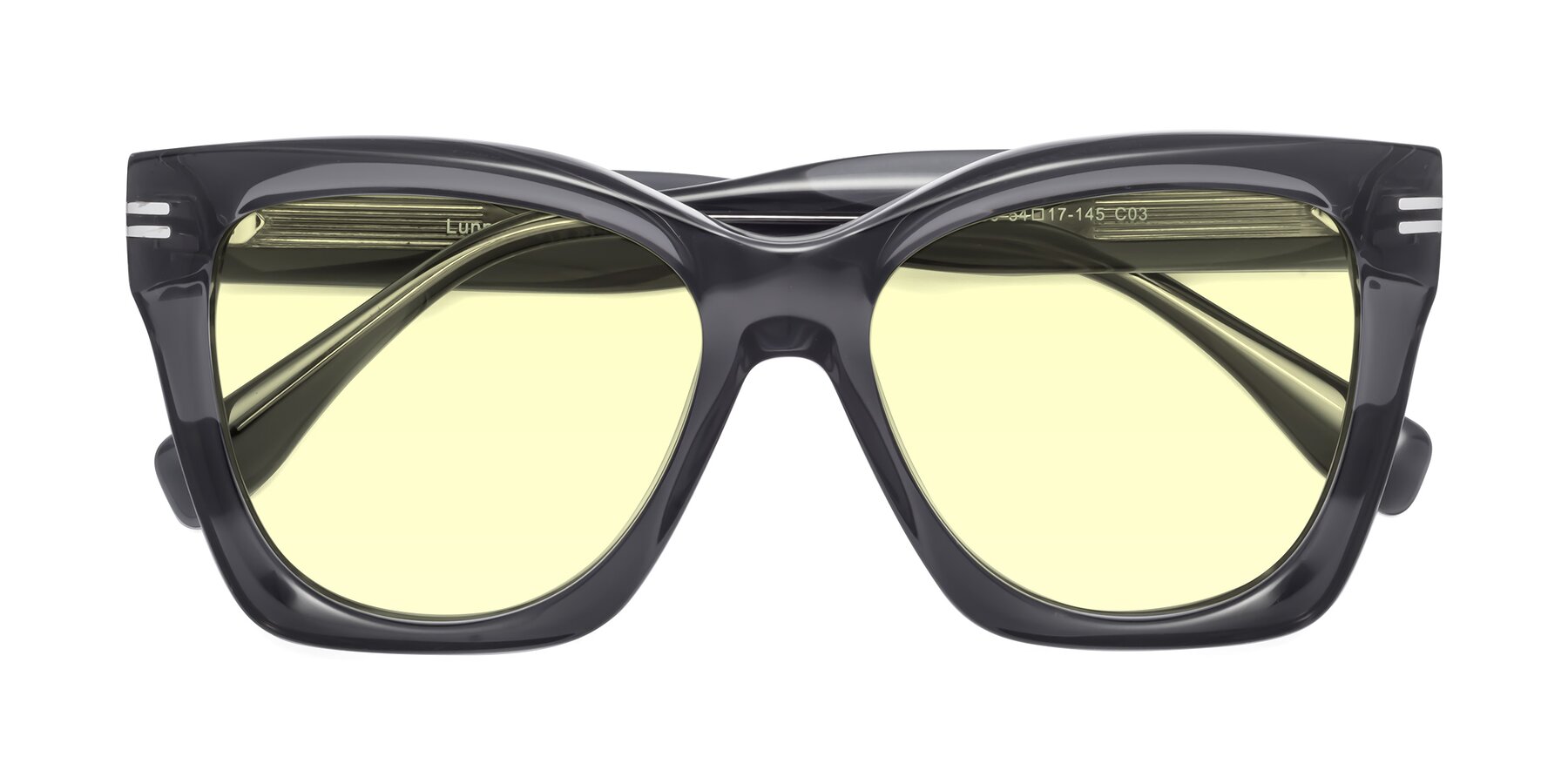Folded Front of Lunn in Translucent Gray with Light Yellow Tinted Lenses