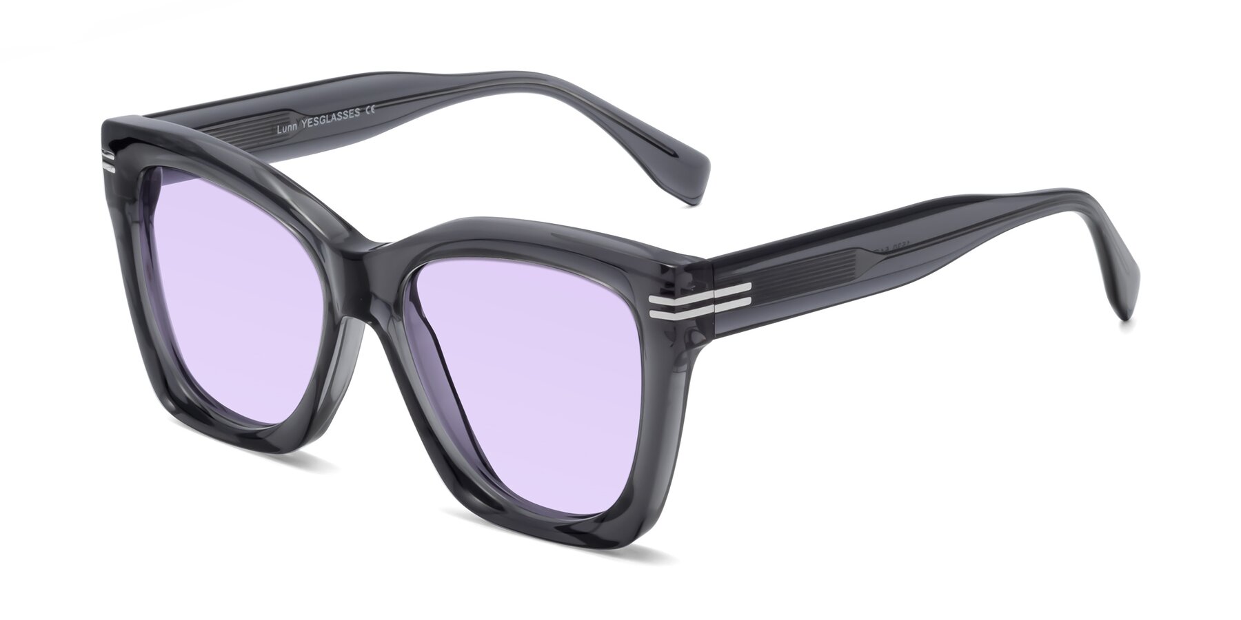 Angle of Lunn in Translucent Gray with Light Purple Tinted Lenses