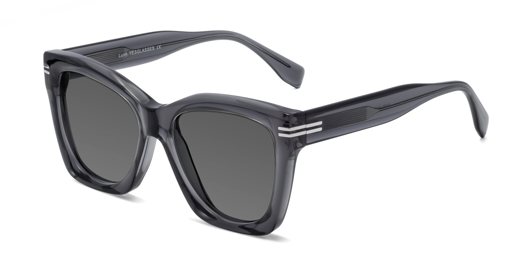 Angle of Lunn in Translucent Gray with Medium Gray Tinted Lenses